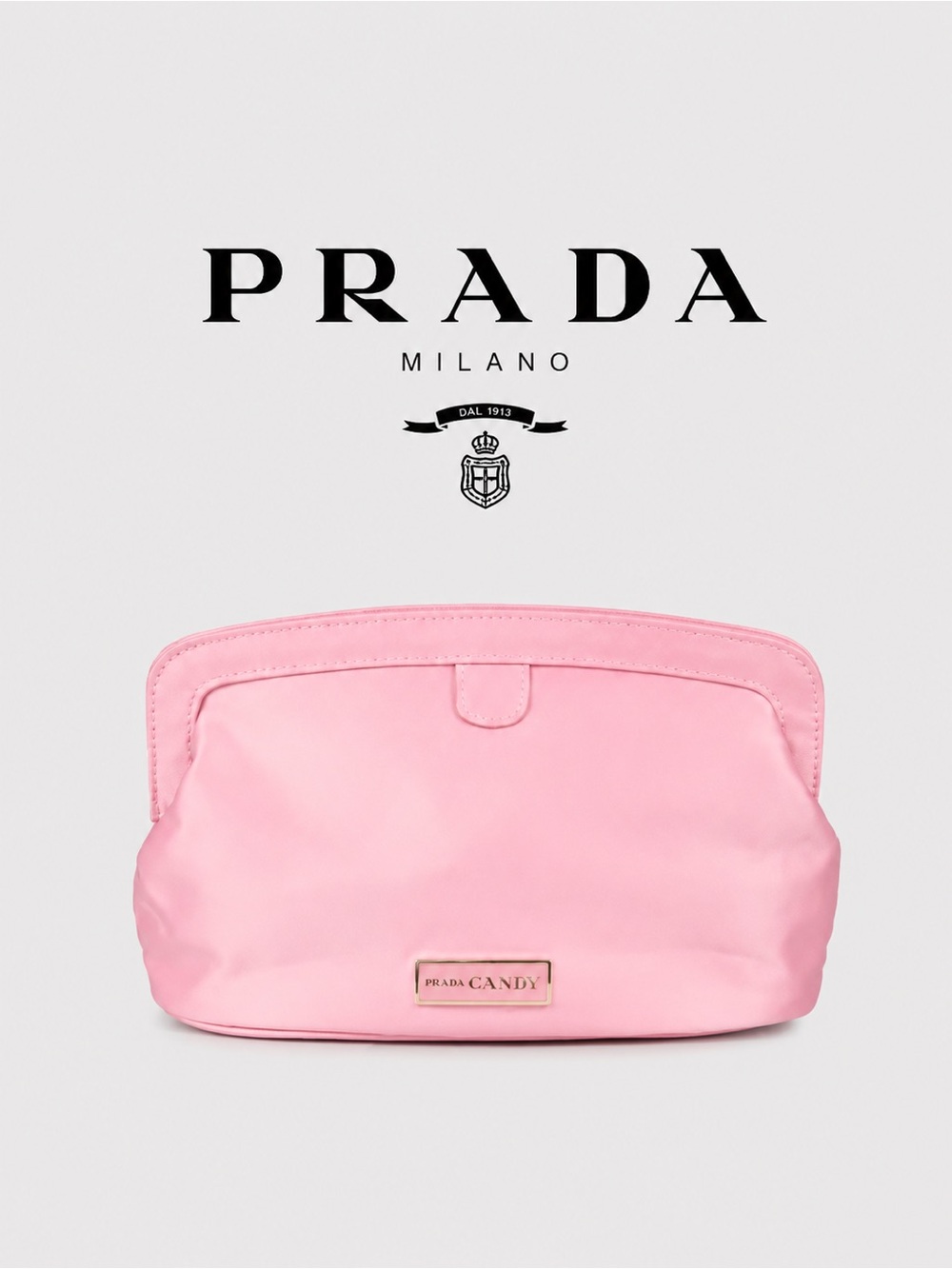 Prada Candy Pink Satin Cosmetic / Makeup Bag Clutch – Like New Condition 💗